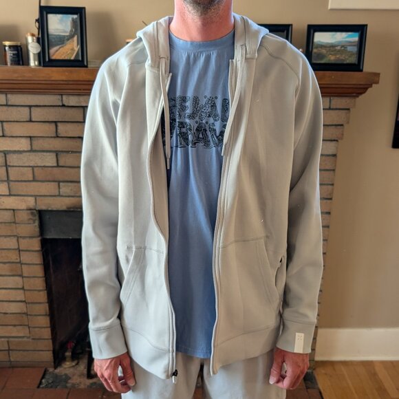 Ten Thousand Men's Midweight Tech Hoodie (Full Zip) Light Grey Large - Picture 5 of 9